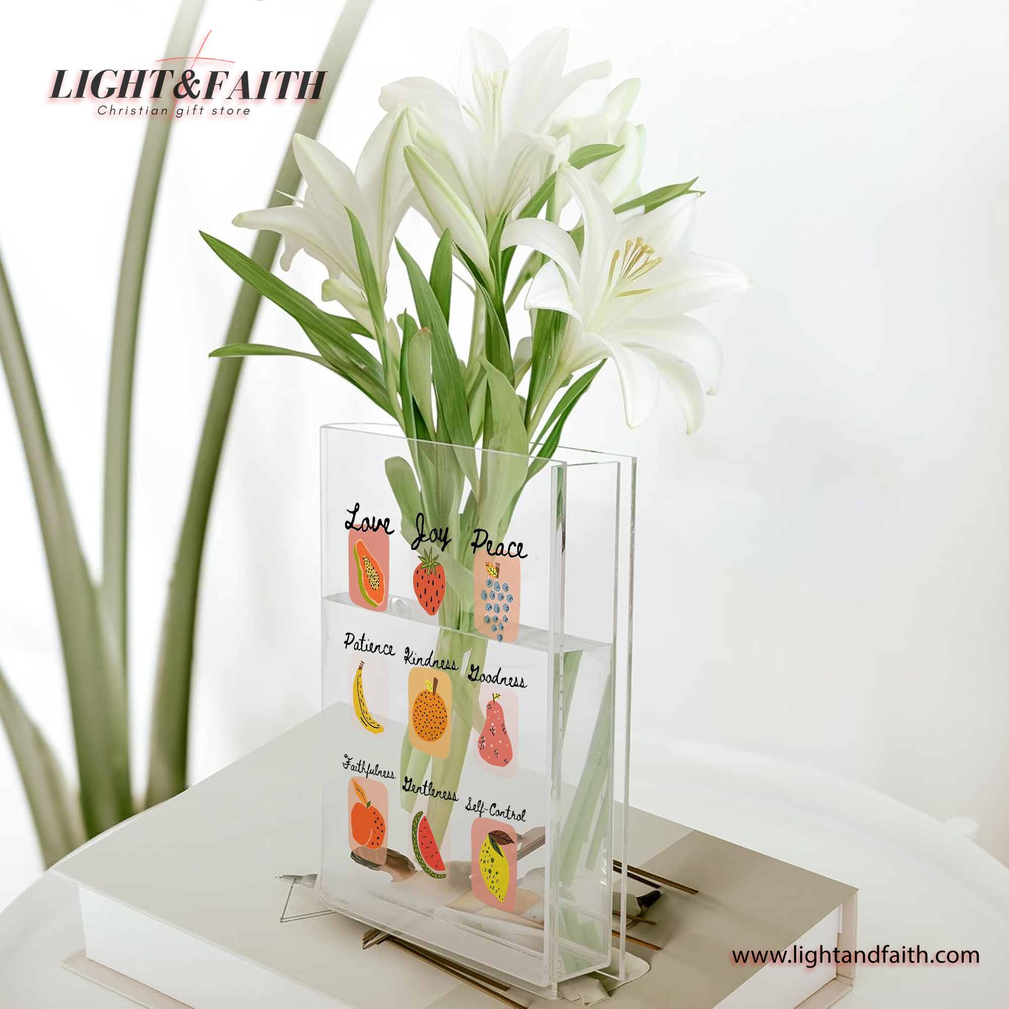 Fruit of the Spirit Book Vase, Christian Book Vase, Faith Book Vase, Bible Verse Book Shaped Flower Vase